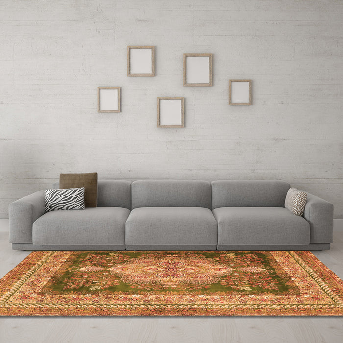 Machine Washable Persian Orange Traditional Area Rugs in a Living Room, wshtr4781org