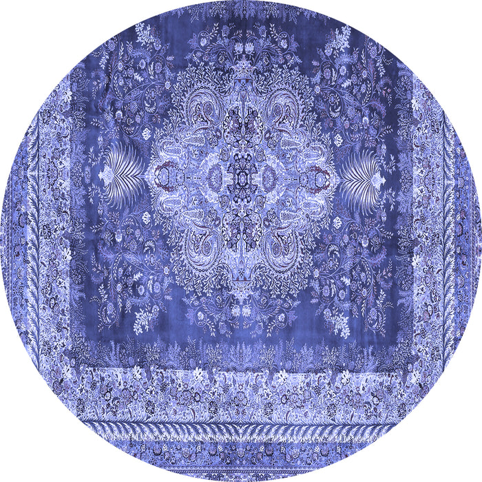 Round Persian Blue Traditional Rug, tr4781blu