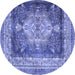 Round Persian Blue Traditional Rug, tr4781blu