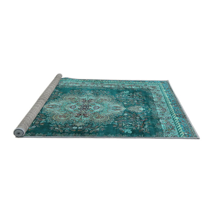 Sideview of Machine Washable Persian Light Blue Traditional Rug, wshtr4781lblu