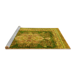 Sideview of Machine Washable Persian Yellow Traditional Rug, wshtr4781yw