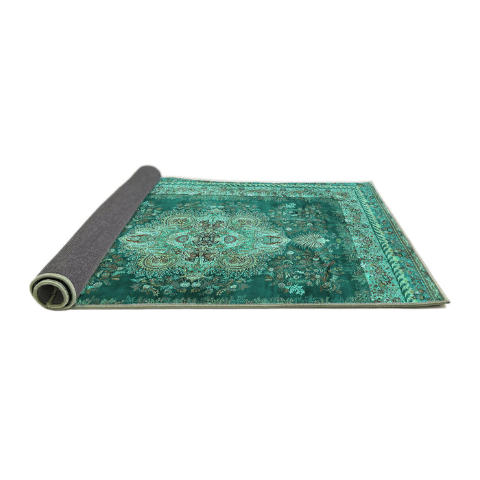 Sideview of Persian Turquoise Traditional Rug, tr4781turq