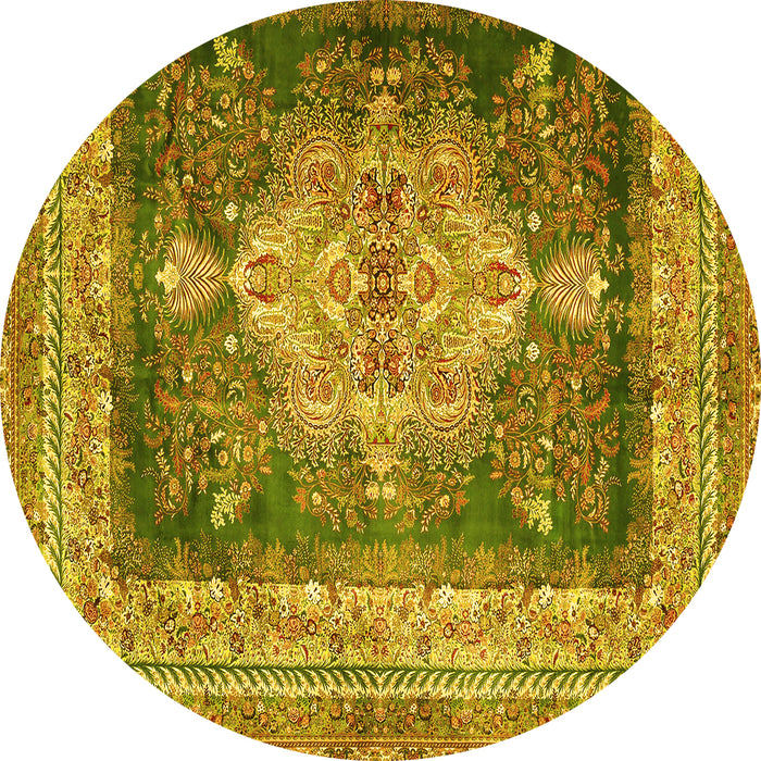 Round Persian Yellow Traditional Rug, tr4781yw
