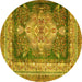 Round Persian Yellow Traditional Rug, tr4781yw