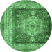 Round Persian Emerald Green Traditional Rug, tr4781emgrn