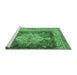 Sideview of Machine Washable Persian Emerald Green Traditional Area Rugs, wshtr4781emgrn