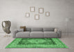 Machine Washable Persian Emerald Green Traditional Area Rugs in a Living Room,, wshtr4781emgrn