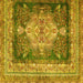 Square Machine Washable Persian Yellow Traditional Rug, wshtr4781yw