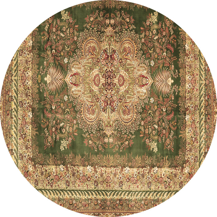 Round Persian Brown Traditional Rug, tr4781brn
