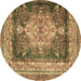 Round Persian Brown Traditional Rug, tr4781brn