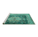 Sideview of Machine Washable Persian Turquoise Traditional Area Rugs, wshtr4781turq