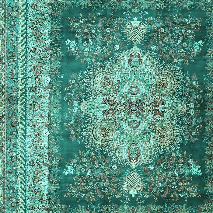 Machine Washable Persian Turquoise Traditional Area Rugs, wshtr4781turq