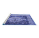 Sideview of Machine Washable Persian Blue Traditional Rug, wshtr4781blu