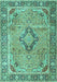 Machine Washable Persian Turquoise Traditional Area Rugs, wshtr4782turq