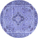 Round Machine Washable Persian Blue Traditional Rug, wshtr4782blu