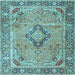 Square Machine Washable Persian Light Blue Traditional Rug, wshtr4782lblu