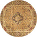 Round Machine Washable Persian Brown Traditional Rug, wshtr4782brn