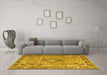 Machine Washable Persian Yellow Traditional Rug in a Living Room, wshtr4782yw