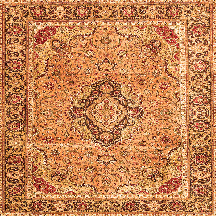 Round Machine Washable Persian Orange Traditional Area Rugs, wshtr4782org