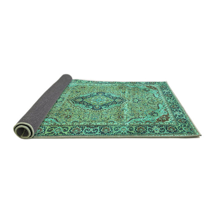 Sideview of Persian Turquoise Traditional Rug, tr4782turq