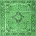 Square Machine Washable Persian Emerald Green Traditional Area Rugs, wshtr4782emgrn