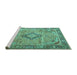 Sideview of Machine Washable Persian Turquoise Traditional Area Rugs, wshtr4782turq