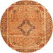 Machine Washable Persian Orange Traditional Area Rugs, wshtr4782org