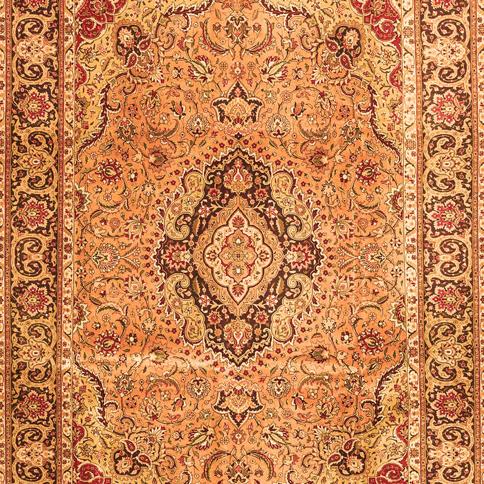 Serging Thickness of Machine Washable Persian Orange Traditional Area Rugs, wshtr4782org