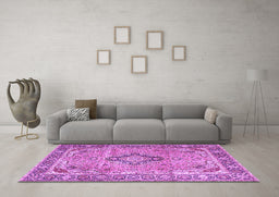 Machine Washable Persian Purple Traditional Area Rugs in a Living Room, wshtr4782pur