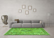 Machine Washable Persian Green Traditional Area Rugs in a Living Room,, wshtr4782grn