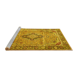 Sideview of Machine Washable Persian Yellow Traditional Rug, wshtr4782yw
