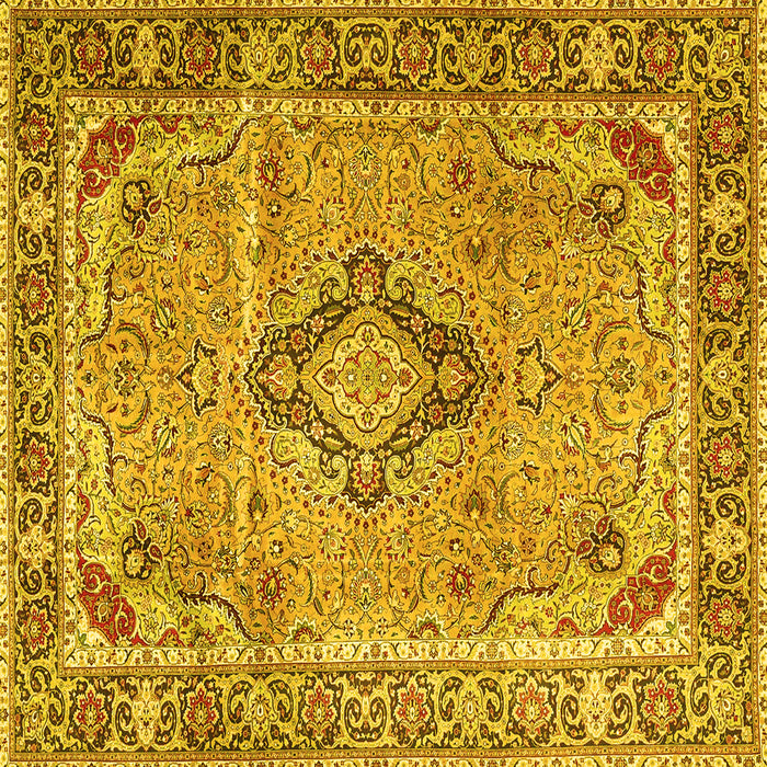 Square Machine Washable Persian Yellow Traditional Rug, wshtr4782yw