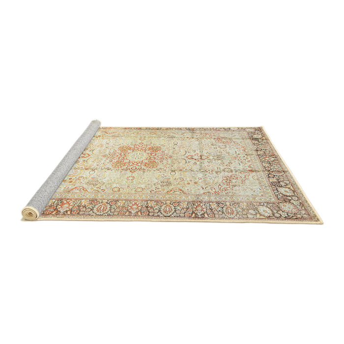 Sideview of Machine Washable Traditional Vanilla Gold Rug, wshtr4783