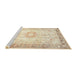 Sideview of Machine Washable Traditional Vanilla Gold Rug, wshtr4783