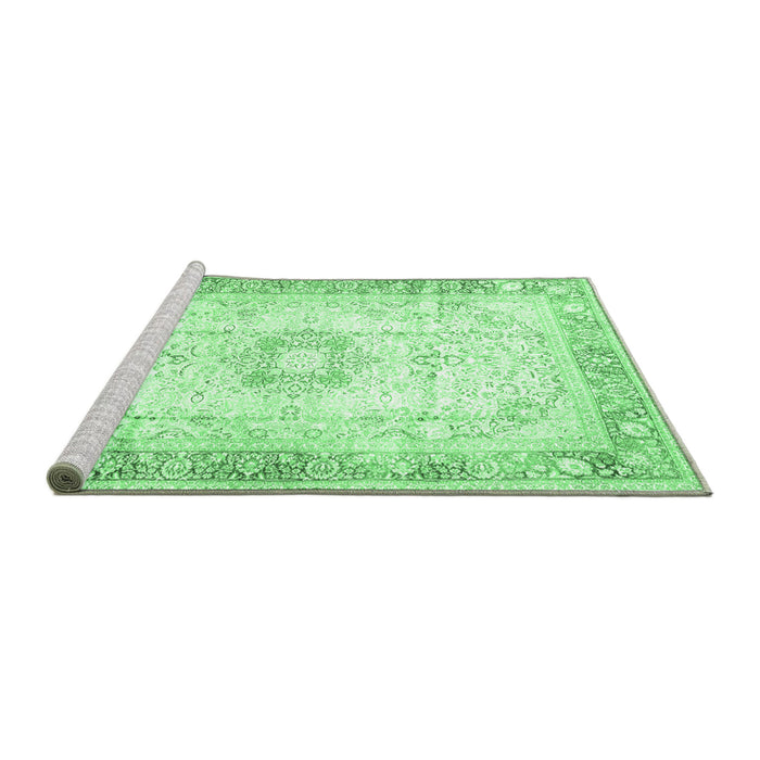 Sideview of Machine Washable Persian Emerald Green Traditional Area Rugs, wshtr4783emgrn