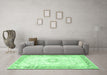 Machine Washable Persian Emerald Green Traditional Area Rugs in a Living Room,, wshtr4783emgrn