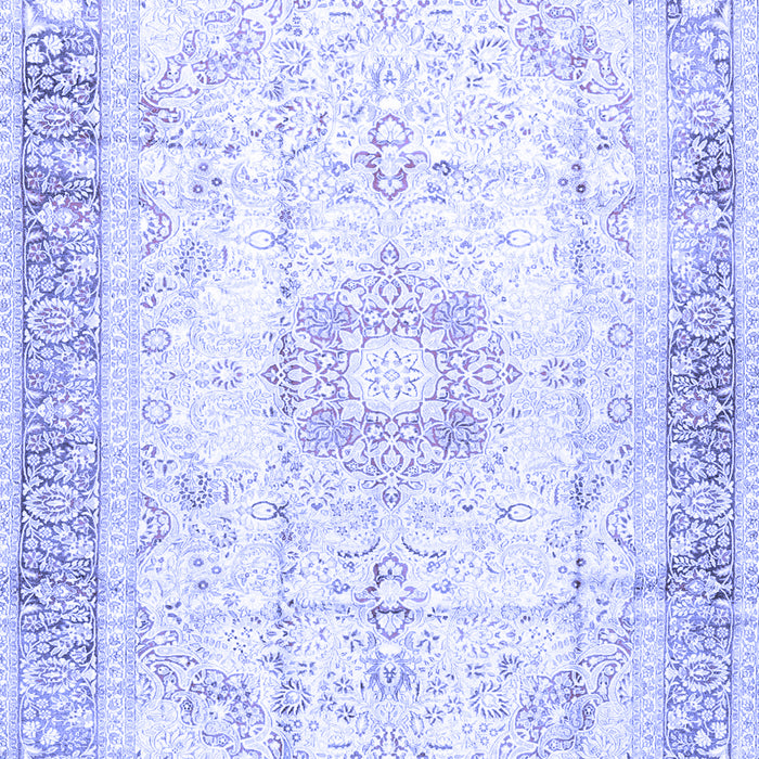 Machine Washable Persian Blue Traditional Rug, wshtr4783blu