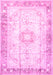 Machine Washable Persian Pink Traditional Rug, wshtr4783pnk