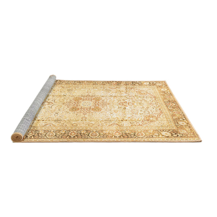 Sideview of Machine Washable Persian Brown Traditional Rug, wshtr4783brn
