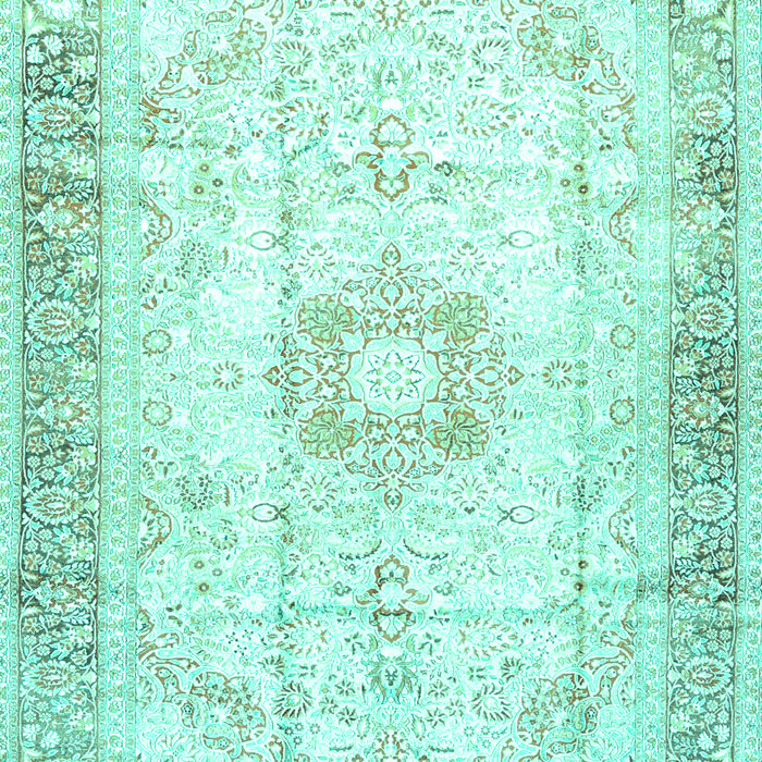 Machine Washable Persian Turquoise Traditional Area Rugs, wshtr4783turq