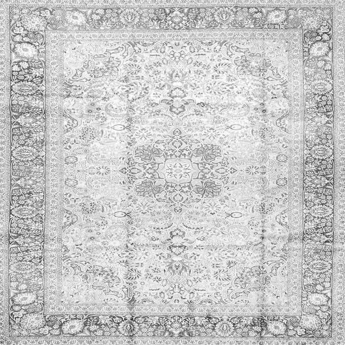 Round Machine Washable Persian Gray Traditional Rug, wshtr4783gry
