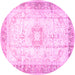 Round Persian Pink Traditional Rug, tr4783pnk