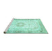 Sideview of Machine Washable Persian Turquoise Traditional Area Rugs, wshtr4783turq