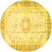 Round Persian Yellow Traditional Rug, tr4783yw