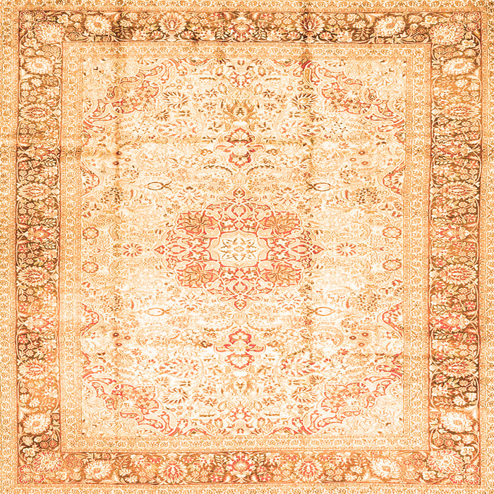 Round Machine Washable Persian Orange Traditional Area Rugs, wshtr4783org