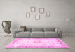 Machine Washable Persian Pink Traditional Rug in a Living Room, wshtr4783pnk