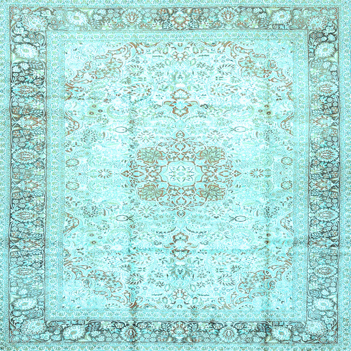 Square Machine Washable Persian Light Blue Traditional Rug, wshtr4783lblu