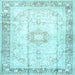 Square Machine Washable Persian Light Blue Traditional Rug, wshtr4783lblu