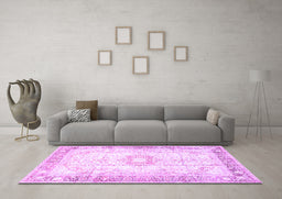 Machine Washable Persian Purple Traditional Area Rugs in a Living Room, wshtr4783pur