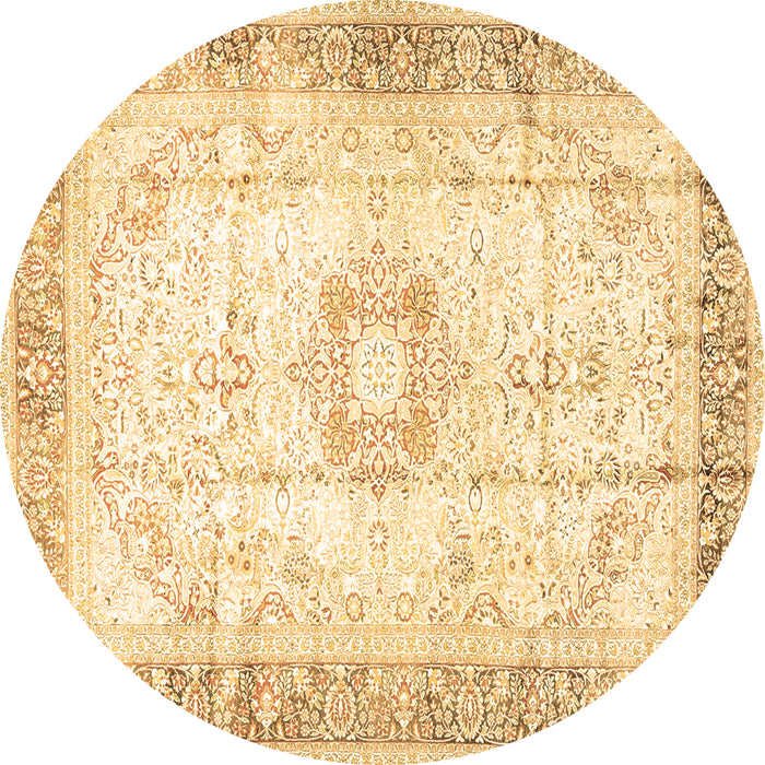 Round Machine Washable Persian Brown Traditional Rug, wshtr4783brn